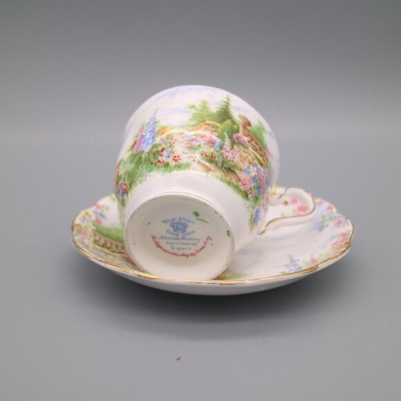 Royal Albert English Bone China "Kentish Rockery" Teacup & Saucers Set of 3 - Picture 4 of 5